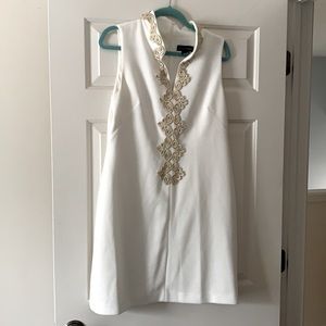 White and gold cocktail dress